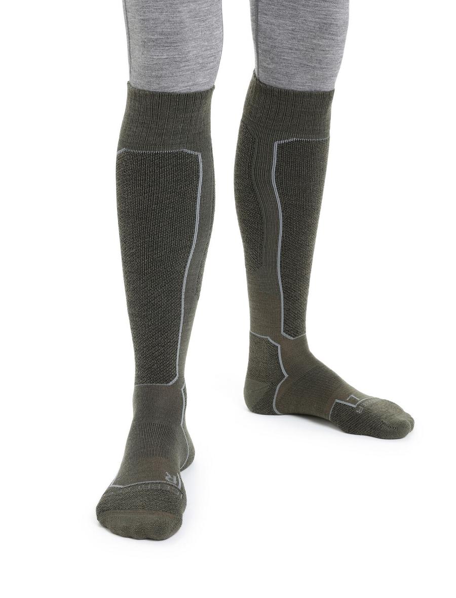 Loden / Black Icebreaker Merino Ski+ Light Over the Calf Men\'s Socks | AU 1013JPQJ